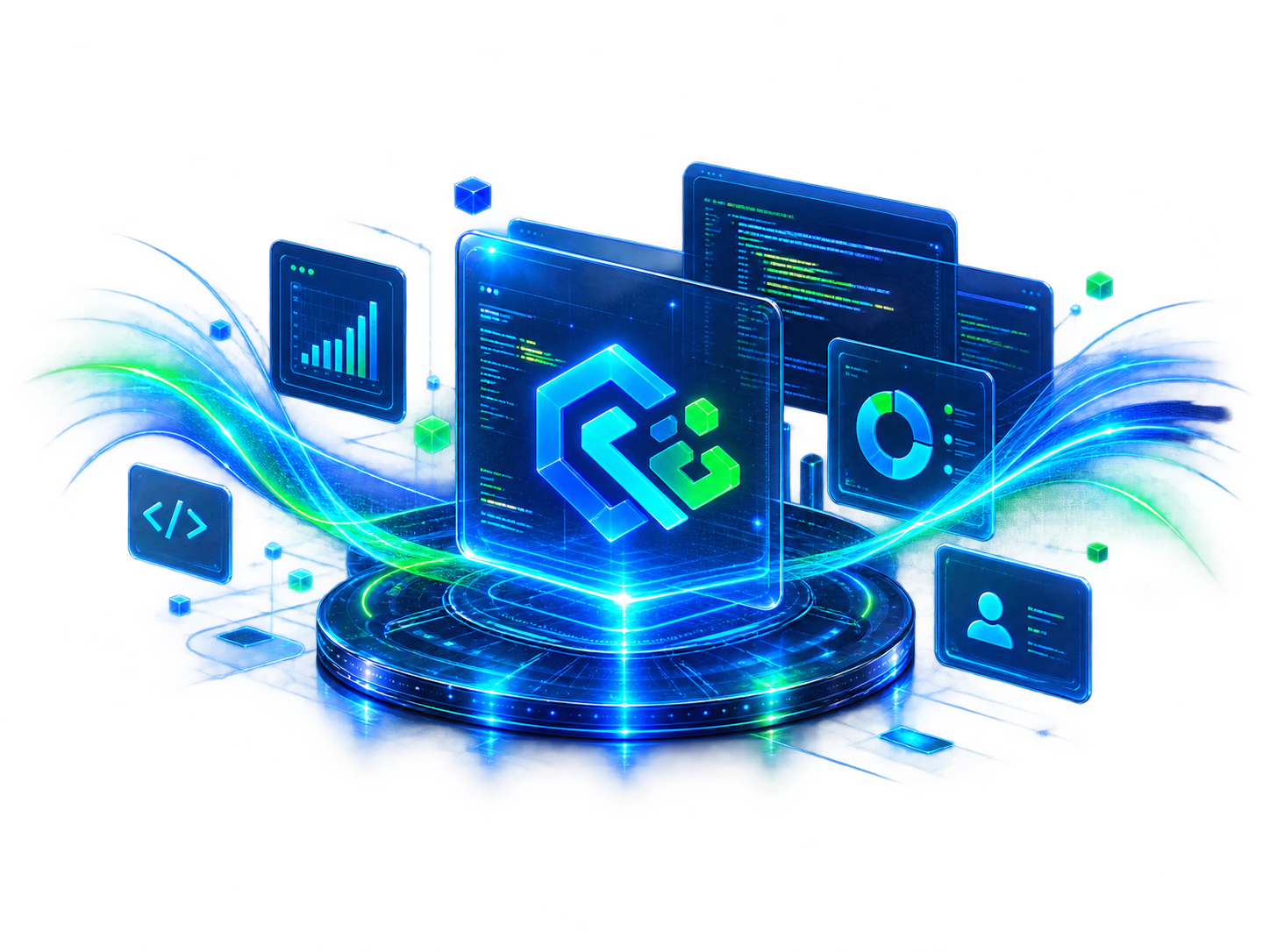 CBAW technology platform surrounded by connected software interfaces